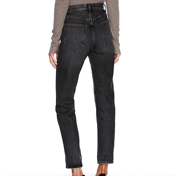 AGOLDE 90s Pinch Waist High Rise Distressed Jeans Straight Leg Black Wash - Picture 2 of 15